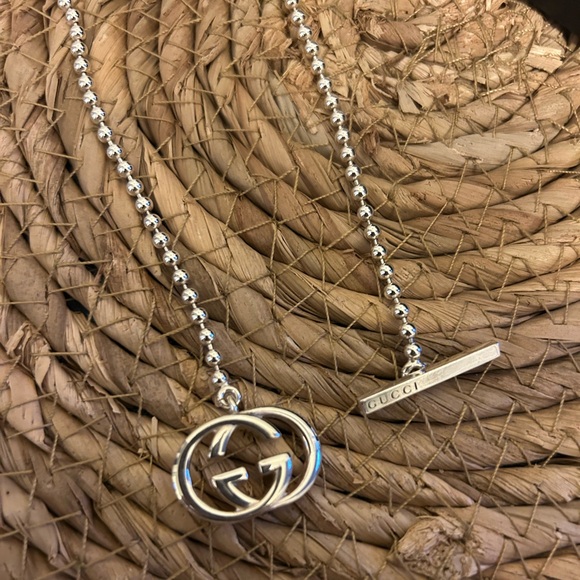 ๐ Gucci Interlock Logo Ball Chain Necklace 925 Sterling Silver - Picture 2 of 6